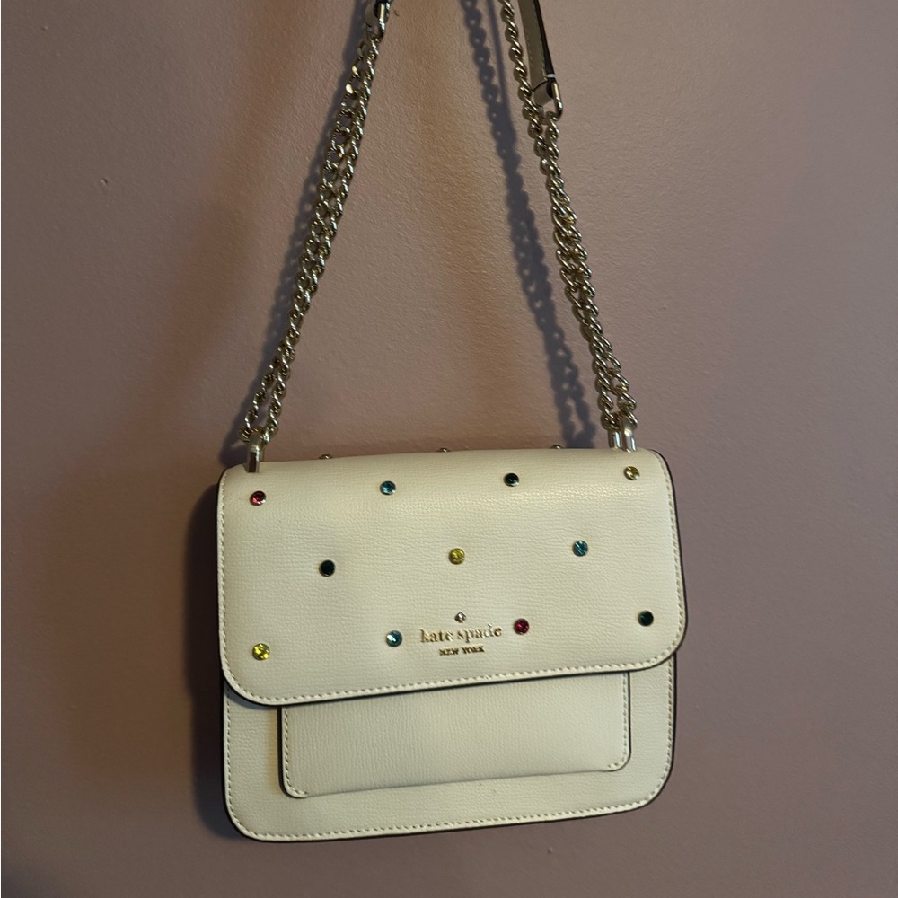 NWOT Kate Spade Remi White Crossbody Bag with Colorful Gems